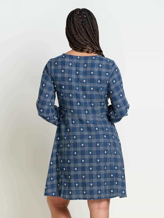 Toad&Co Maple Button Front Long Sleeve Dress Blue Navy Small Dobby Size L - Picture 12 of 12